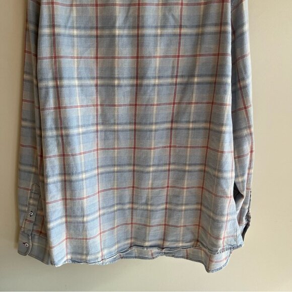 Flag & Anthem Reston Vintage Wash Button  Down Long Sleeve Plaid Shirt - Picture 11 of 15